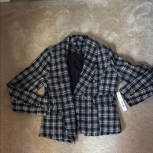 Aqua NWT Black and White Plaid Blazer
